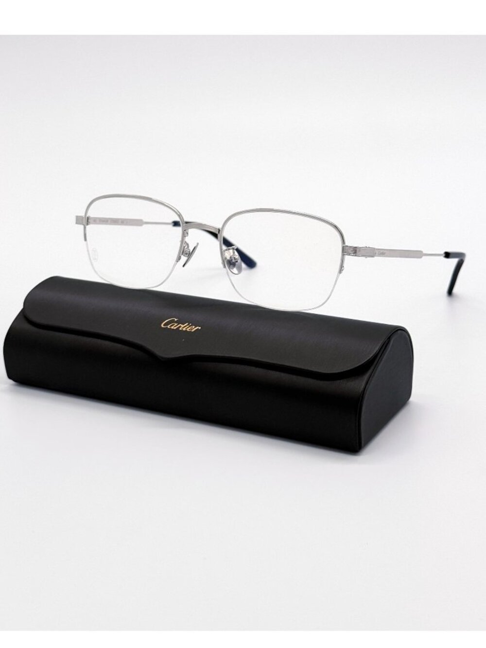 New Cartier CT0382O 002 Silver Unisex Eeyeglasses Authentic